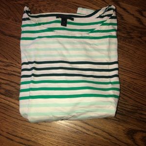 Multi green striped 3/4 sleeve tee